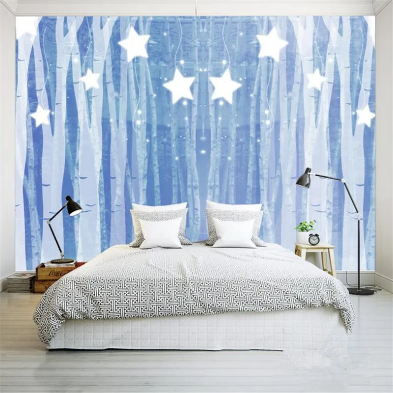 

custom 3d effect photo wallpaper modern large stereo bedroom kid room sofa TV background purple star wall mural 3d wallpaper