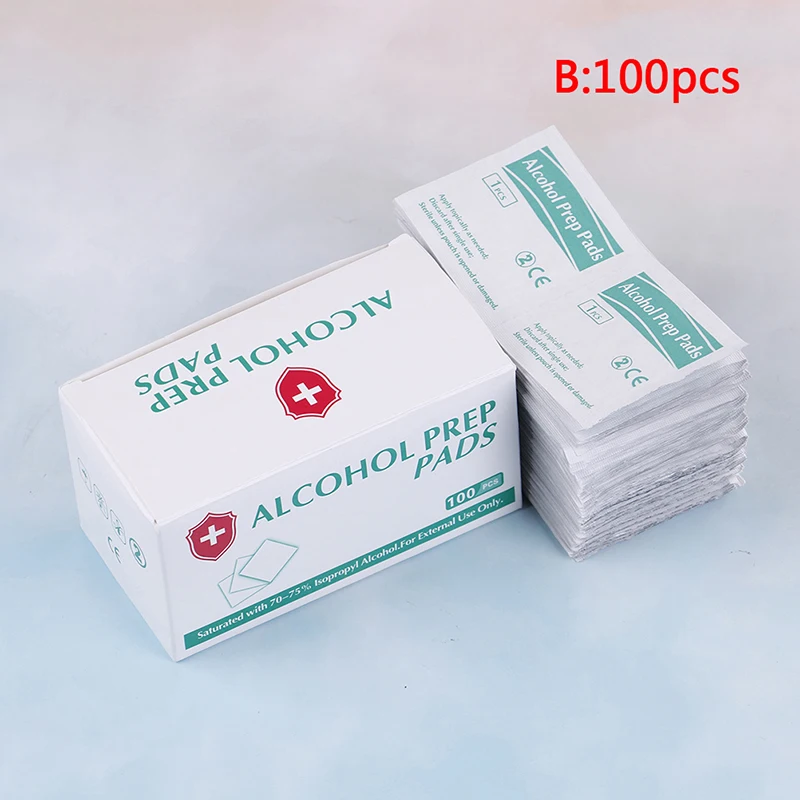 

Alcohol Prep Swap Pad Wet Wipe For Antiseptic Skin Cleaning Care Jewelry Mobile Phone Clean First Aid Home Makeup 100pcs/lot