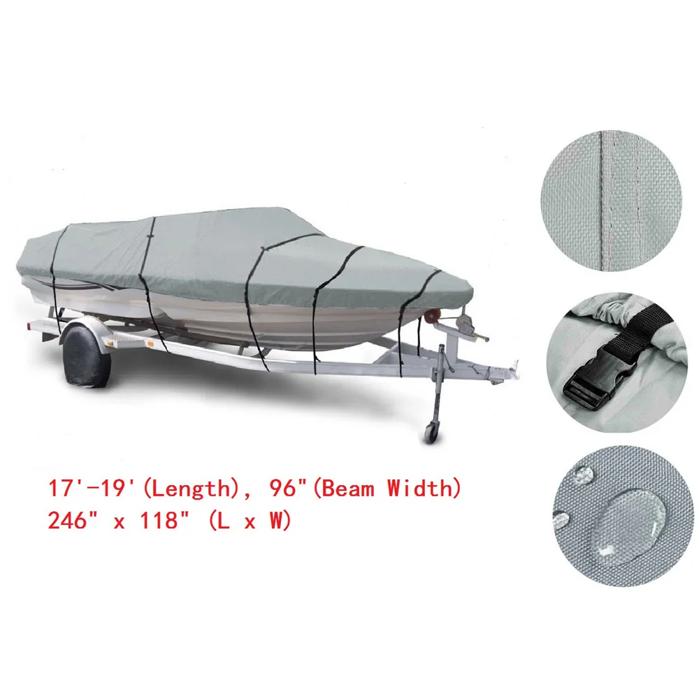 17-19ft 600D Oxford Fabric High Quality Waterproof Boat Cover with Storage Bag Gray | Автомобили и мотоциклы
