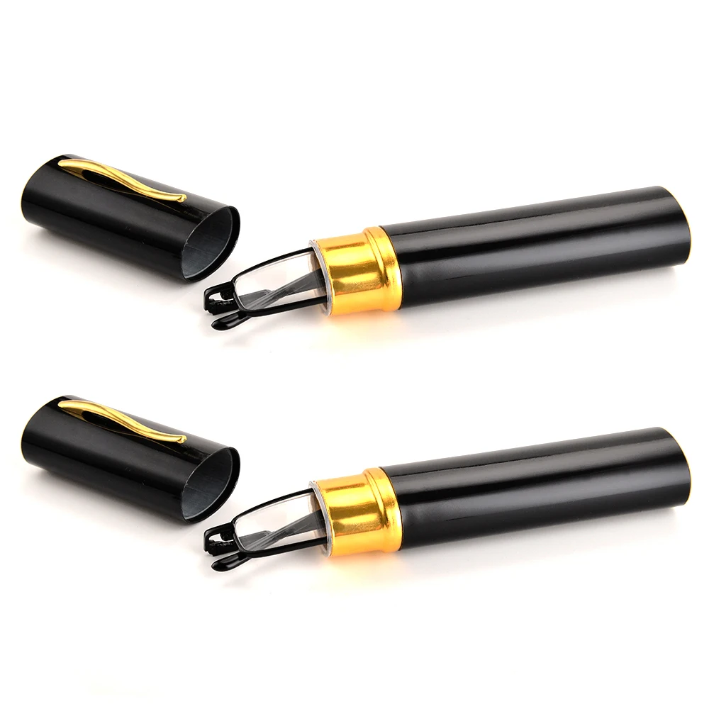

Gudzws Pen Reading Glasses Pen-like Readers Compact Stainless steel Spring Hinges Temple Clip Tube Aluminum Case Portable 2 pcs