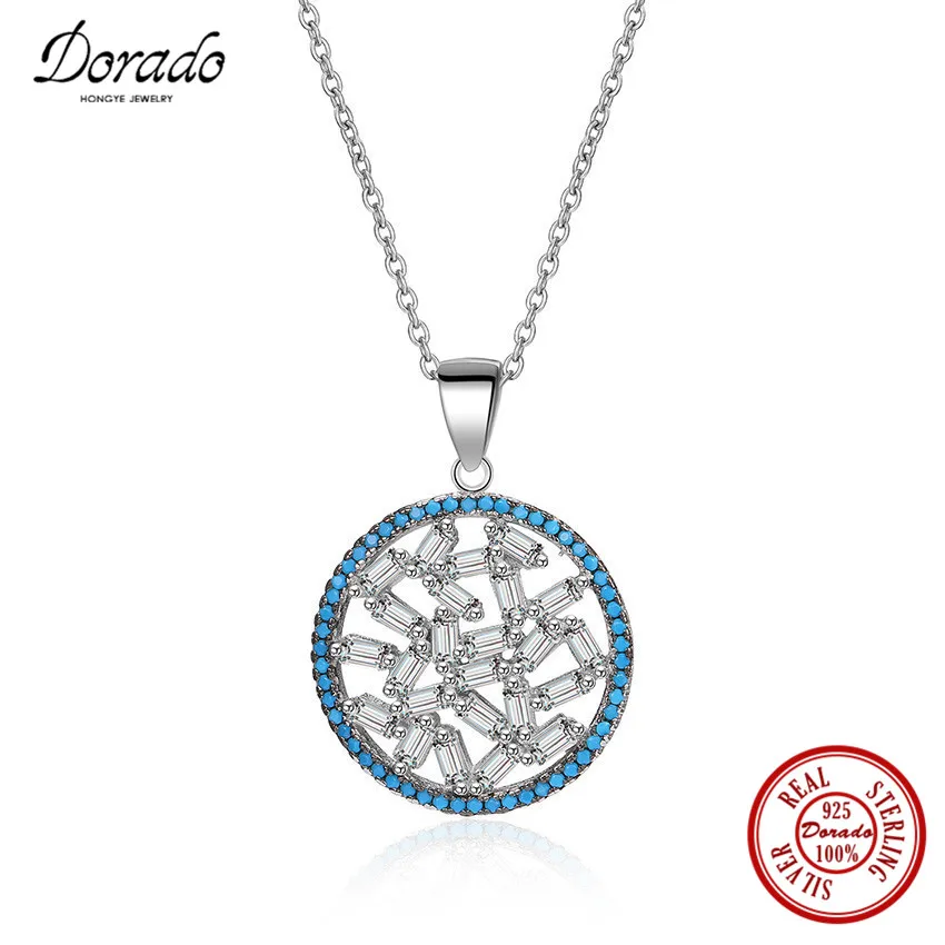 Dorado New Brand Hollow Design 925 Sterling Silver Pendant with Cubic Zirconia Round Necklace for Women Party | Украшения и