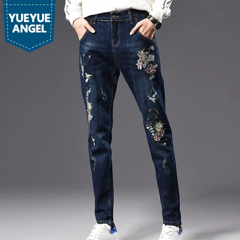 Tamaño Floral Harén Mujer De Otoño 26 Pantalones 40 Vaqueros Plus Suelto Elástico Skinny Blue 2019 Nuevo Bordado SwSnZrvx