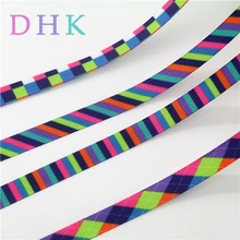 DHK 3/8 ''10 ярдов цвета полосой плед напечатанный Grosgrain ленточный аксессуар hairbow головной убор DIY украшения OEM 9 мм B1792