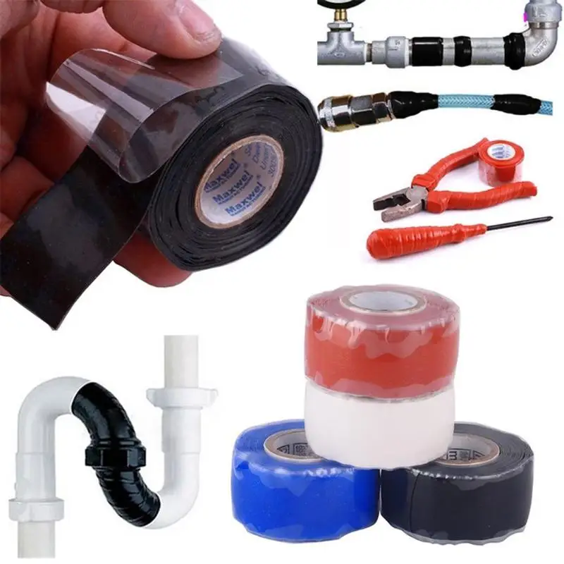 

3MX2.5mm Waterproof Silicone Performance Repair Tape Bonding Rescue Self Fusing Wire Hose Black Transparent Film Tape
