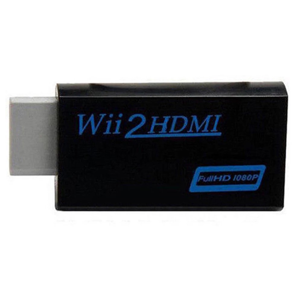 new HDMI Converter Support FullHD 720P 1080P 3.5mm Audio for Wii 2HDMI Adapter Conversion - Color: Black