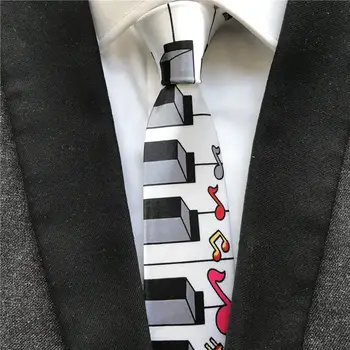 

New Arrival 5cm Musical Ties Piano Keys with Colorful Notes Tie Music Necktie
