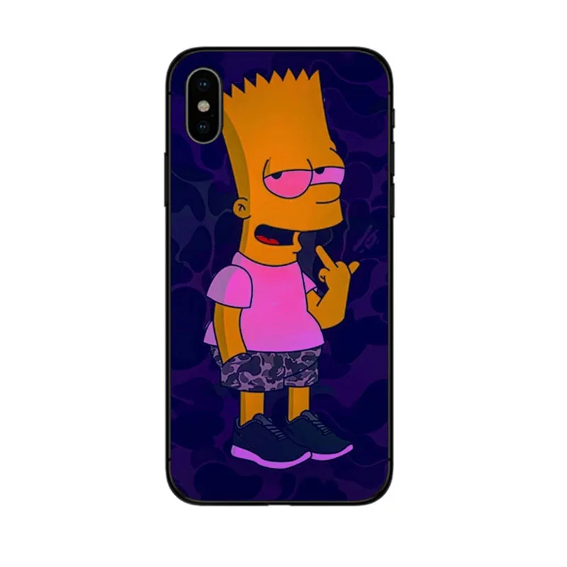 Homer J. Simpson Черный силиконовый чехол для телефона чехол для iPhone 5 5S SE 6 6s 7 8 Plus X 10 XR XS Max Bart Simpson Забавный мультяшный чехол - Цвет: Black TPU Silicone