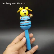 Смешные погремушки деревянные, с животными из мультиков колокола детские игрушки