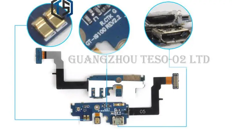 Replacement REV 2.2 I9100 Charging Flex Cable For Samsung Galaxy S2 i9100 USB Charger Connector Dock Port | Мобильные телефоны и