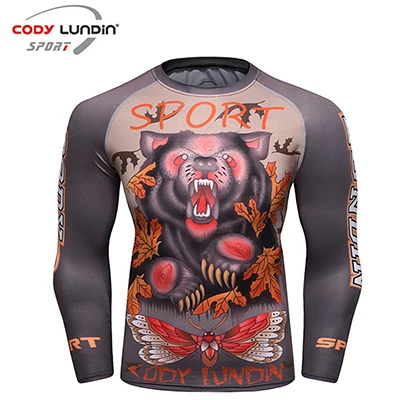 Футболки Rashguard Jiu Jitsu Mma длинный рукав, дышащий Муай Тай футболка с принтом обезьяны Bjj колготки Sanda футболка ММА Боксерские майки - Цвет: A