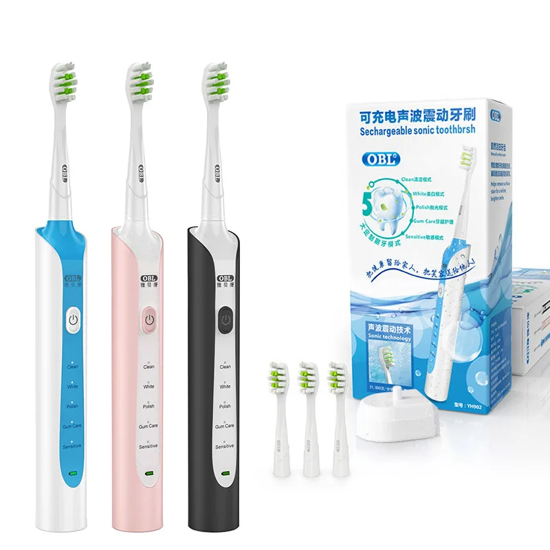 

OBL Sonic Electric Toothbrush Adult Timer Brush Induction Charge Rechargeable sonicare Tooth Brushes With 4pcs Replacement Heads