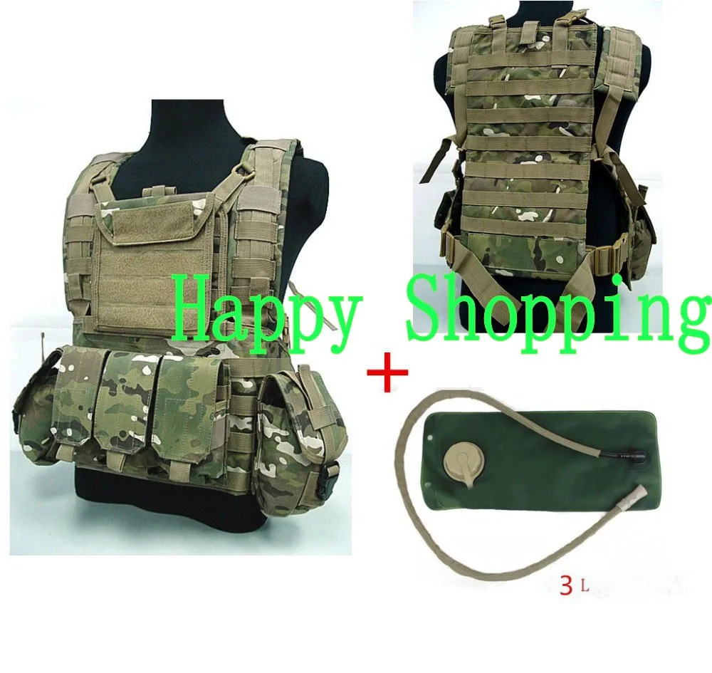 3 litres of water bag Military USMC Tactical Combat Molle RRV Chest Rig Paintball Harness Airsoft Vest Multicam
