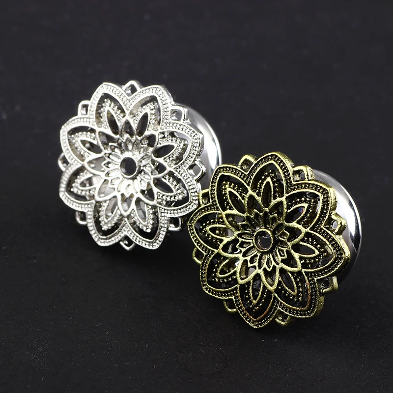 Junlowpy Flared Ear Stretchers Plug and Tunnels Piercing Flower Fit Ear Expander Lots Gauges 5-20mm Stainless Body Jewelry 72pcs