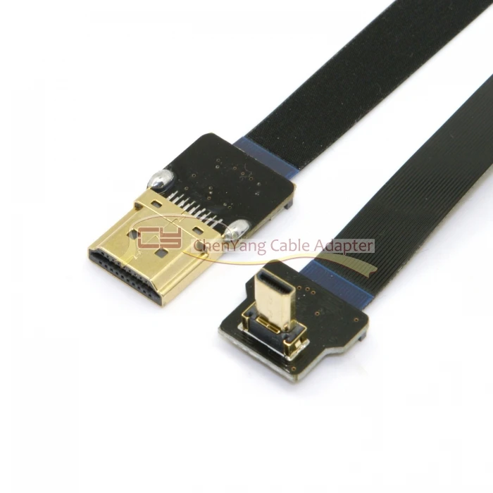 Zihan 90 градусов под углом FPV Micro HDMI Male to HDMI Male FPC плоский кабель 20 см для GOPRO аэрофотосъемка