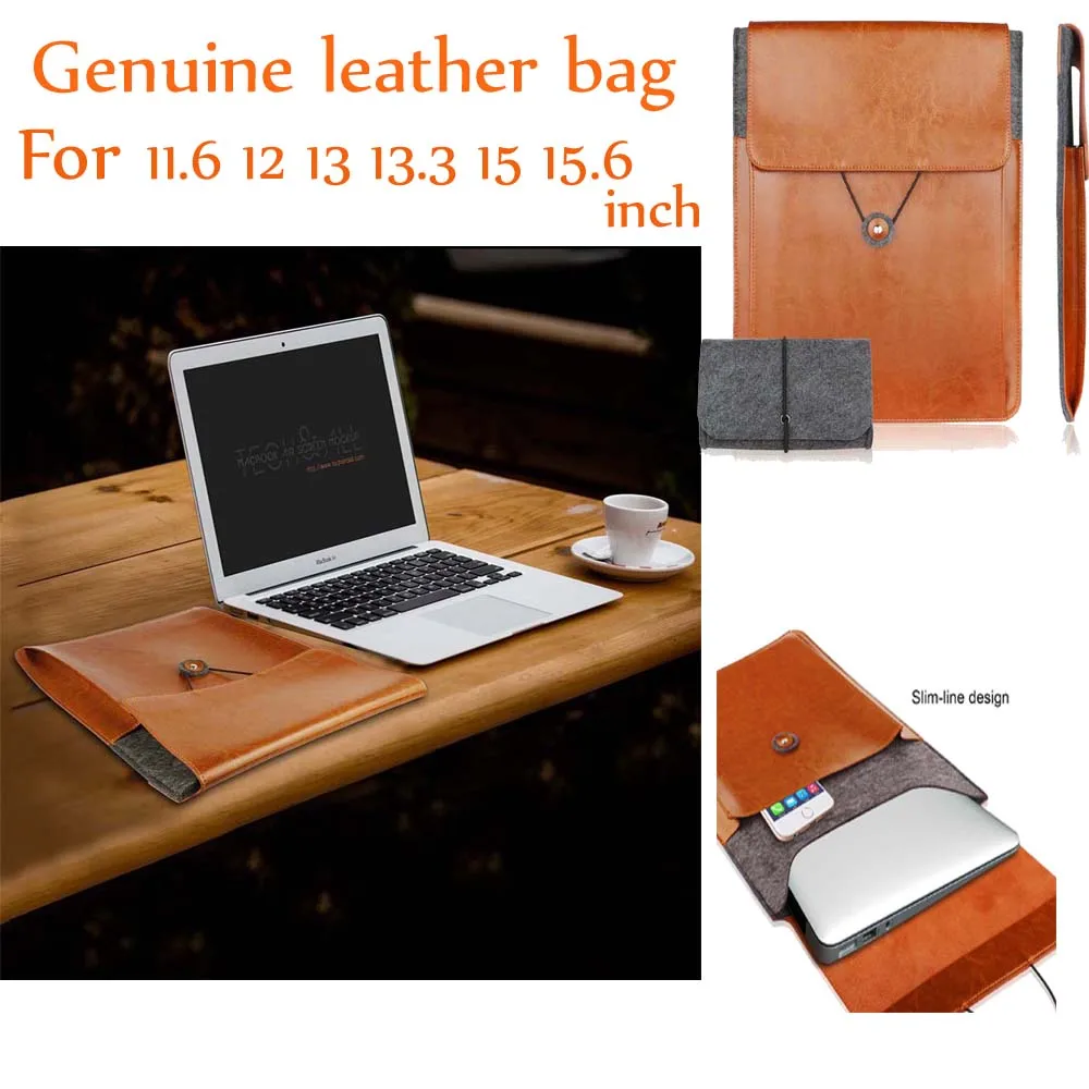 

Genuine leather case bag for Macbook Air Retina pro 11.6 12 13 13.3 15.4 15.6 ultrbook notebook laptop Vintage Sleeve Pouch Bag