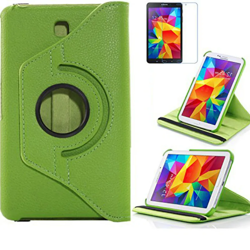 

Tab 4 8.0inch T330 T335 Cover Case For Samsung Galaxy Tab 4 8.0 SM-T330 360 Degree Rotating PU Leather Case Tablet Screen Glass
