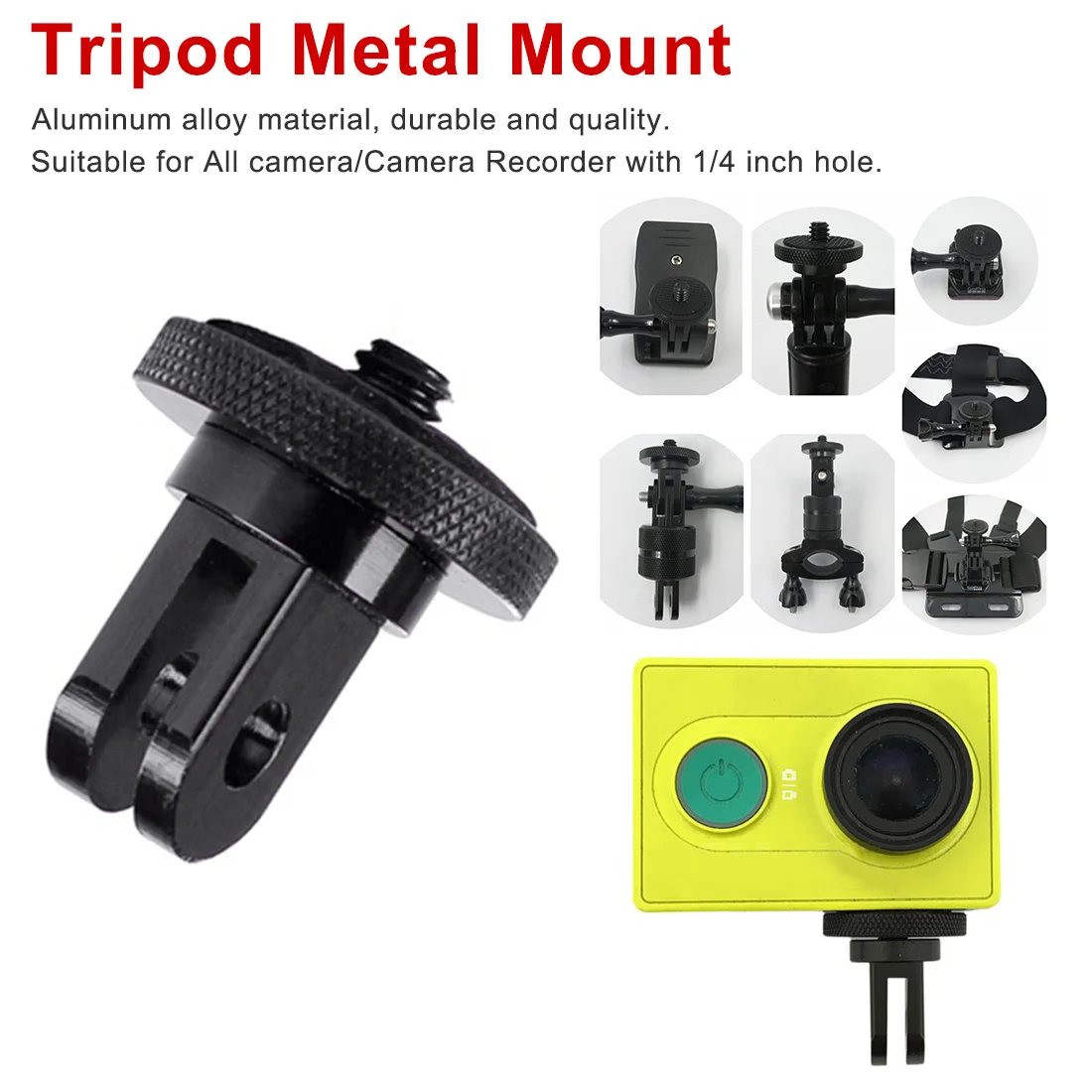

Universal New Adapter of Tripod, convert Go Pro Mounts for Common Camera with 1/4inch connector using for Gopro accessories