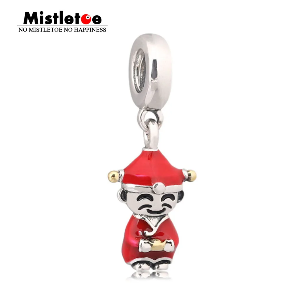 

Mistletoe Authentic 925 Sterling Silver Fortune & Luck Dangle Charm, Red & Black Enamel Fit European Bracelet Jewelry