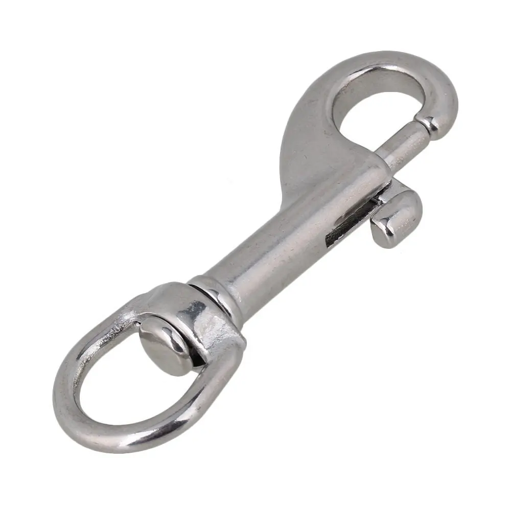 70mm Silver 304 Stainless Steel Trigger Bolt Snap Clip Hook with Swivel-Eye for Pet Chains 70mm Silver 304 Stainless Steel Trigger Bolt Snap Clip Hook with Swivel-Eye for Pet Chains