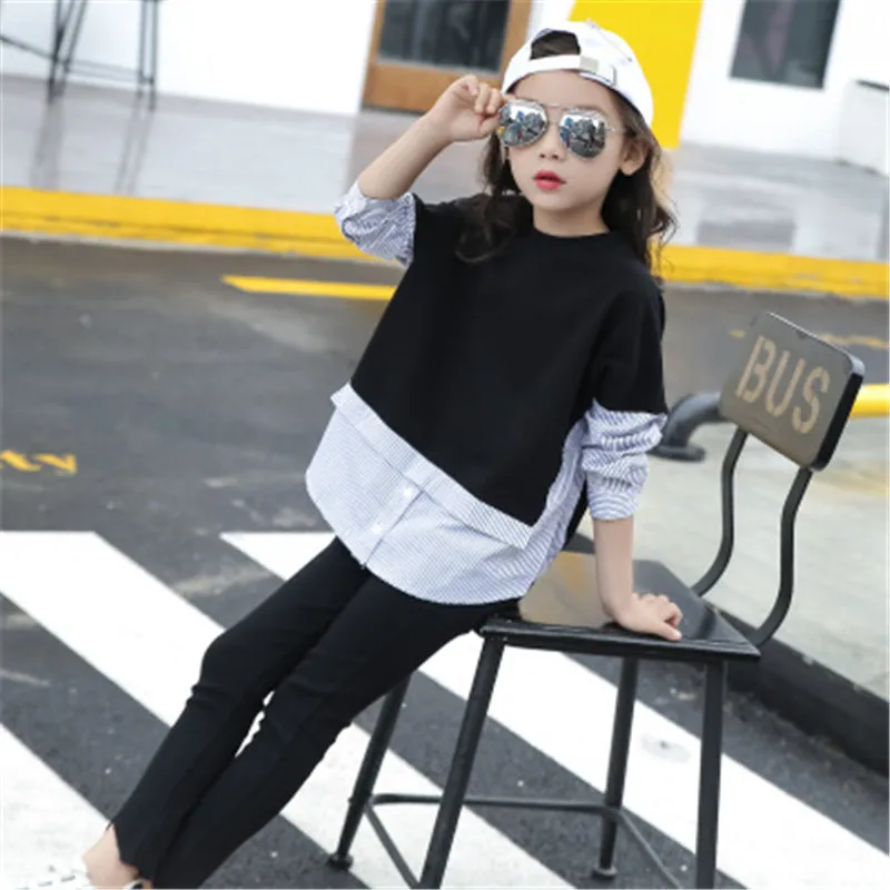 Teenage Kids Shirts For Girls Tops Cotton Striped Girls Blouses Spring Autumn Students School Uniforms 4 5 7 9 11 12 13 14 Years