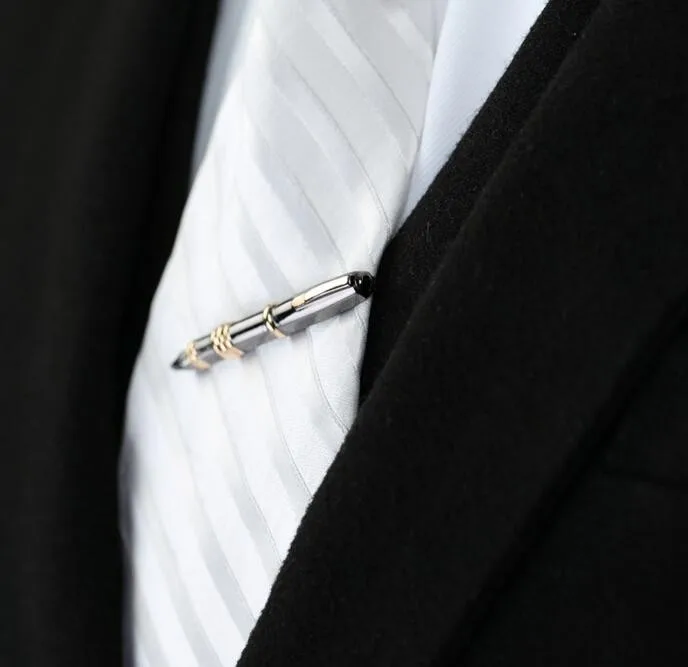 Черная ручка классическая мужская ручка Зажимы для галстука для мужчин Золотой Цвет Галстук-булавка Модные мужские ювелирные аксессуары