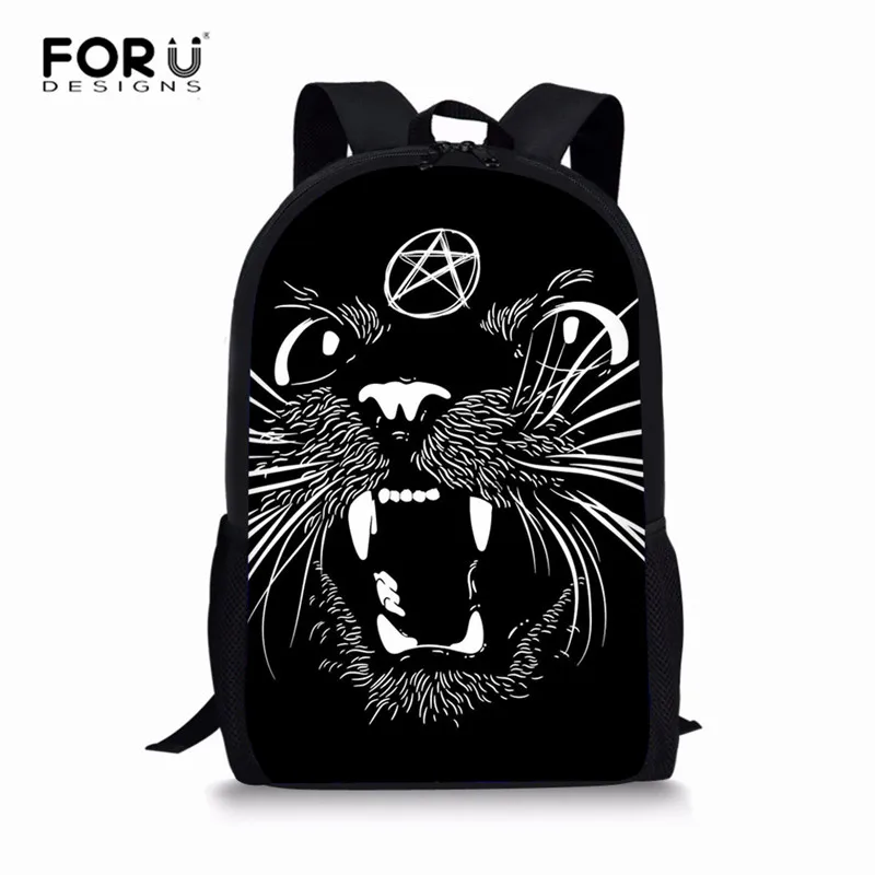 FORUDESIGNS/комплект школьной сумки в готическом стиле с изображением Луны, черного кота, основной школьный рюкзак для детей, 3 шт. рюкзак для девочек-подростков, повседневные сумки для книг, ранец - Цвет: L5069C