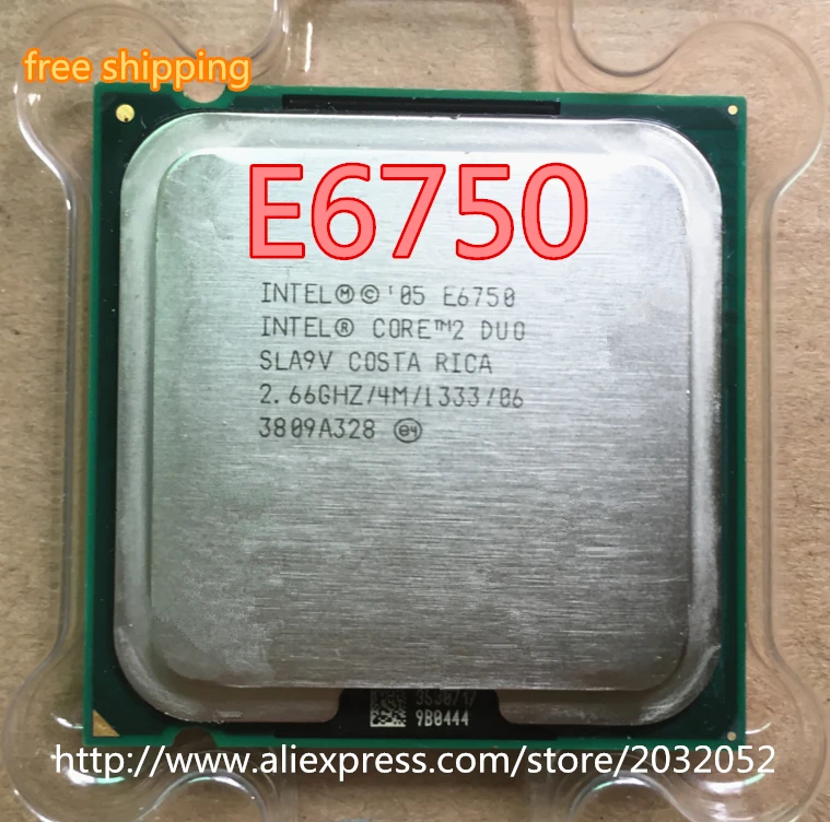 Оригинальный процессор Intel Core 2 Duo e6750 E6750 двухъядерный 66 ГГц SLA9V LGA 775 настольный (100%