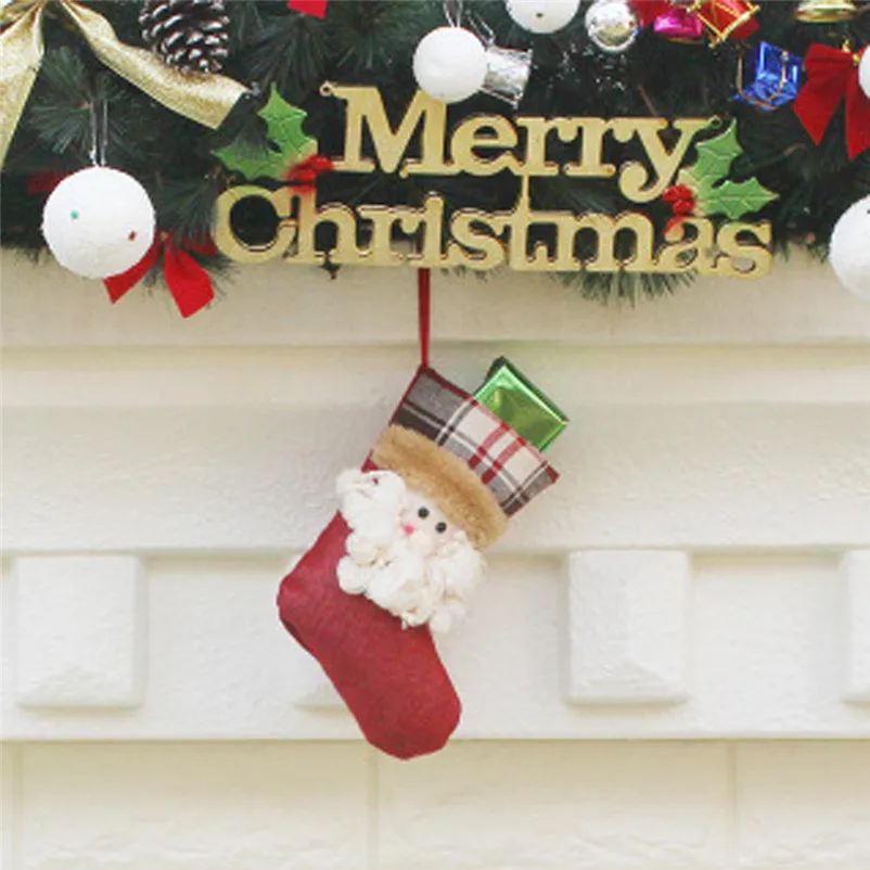 Santa Claus products Snowman Elk Xmas Decor kids candy bag Ornament christmas socks decoration New Year Decor For Home O07 (6)