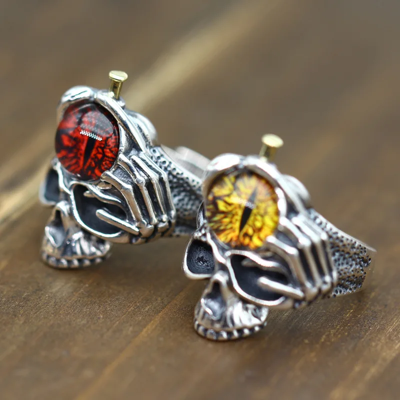 925 Sterling Silver Vintage Spider figure lovers ring Eye of the Devil Skull jewelry Romantic Proposal Gift the devil human eye collector