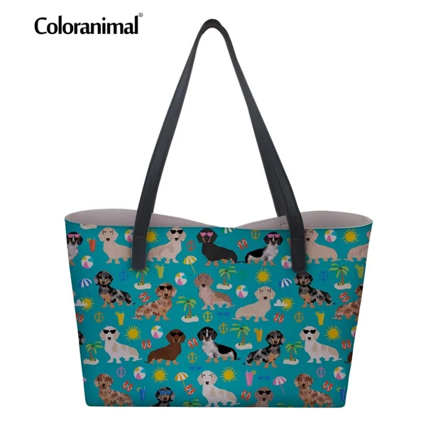 Coloranimal Роскошная Одежда для собак женские сумочки кожаные шопперы Повседневная сумка большая сумка для хранения пляжная сумка с принтом собаки из искусственной кожи сумки - Цвет: H10803Z25