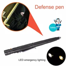 LESHP Multifunction Tactical Pen With Knife LED Light Aluminum Alloy Body Self Defense Guard Glass Broken Pen Outdoor Emergency