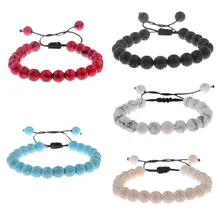 

New Couples Men Women Beads Howlite Macrame Braided Bracelets