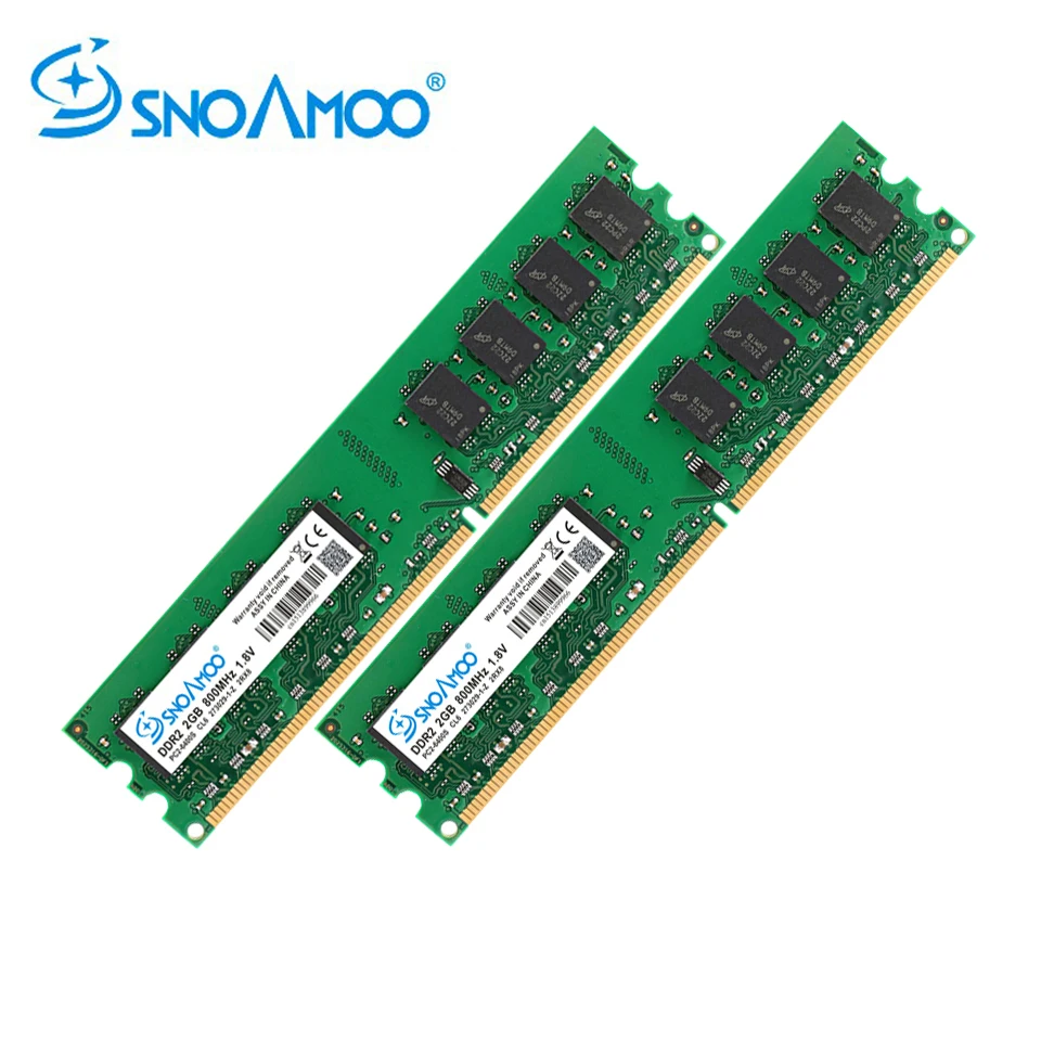 SNOAMOO новая DDR2(2 шт x2гб) ОЗУ 2 ГБ 800 МГц PC2-6400U 1,8 в CL6 240Pin без ECC настольная Память Dimm гарантия