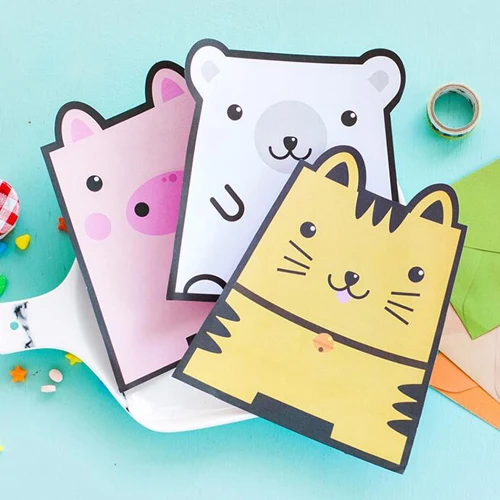 2 компл./лот милых животных Письмо бумаги Симпатичные notepaper конверт офисные