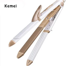 KeMei 3 в 1 выпрямитель для волос с европейской вилкой щипцы для завивки волос Многофункциональный гофрированный плоский утюг кукурузная пластина с подогревом ролик KM-1213