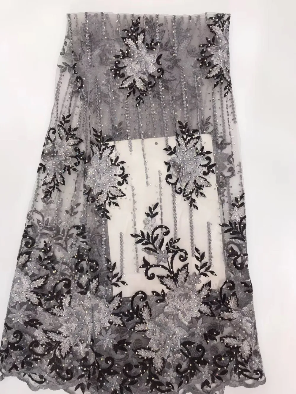 

French lace fabric 5yds/pce dhl full stones grey fabrics women luxury gorgeous party event dress 2019 high quality designs
