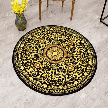 

Nylon Fabric Golden Color Geometry Pattern Carpet Non-Slip Living Room Bedroom Computer Chair Rug Home Decorator Floor Rug