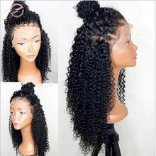 EEWIGS negro peluca 180% de densidad sin pegamento sintético resistente al calor peluca con malla frontal con el bebé Pelo Largo rizado pelucas para mujeres negras
