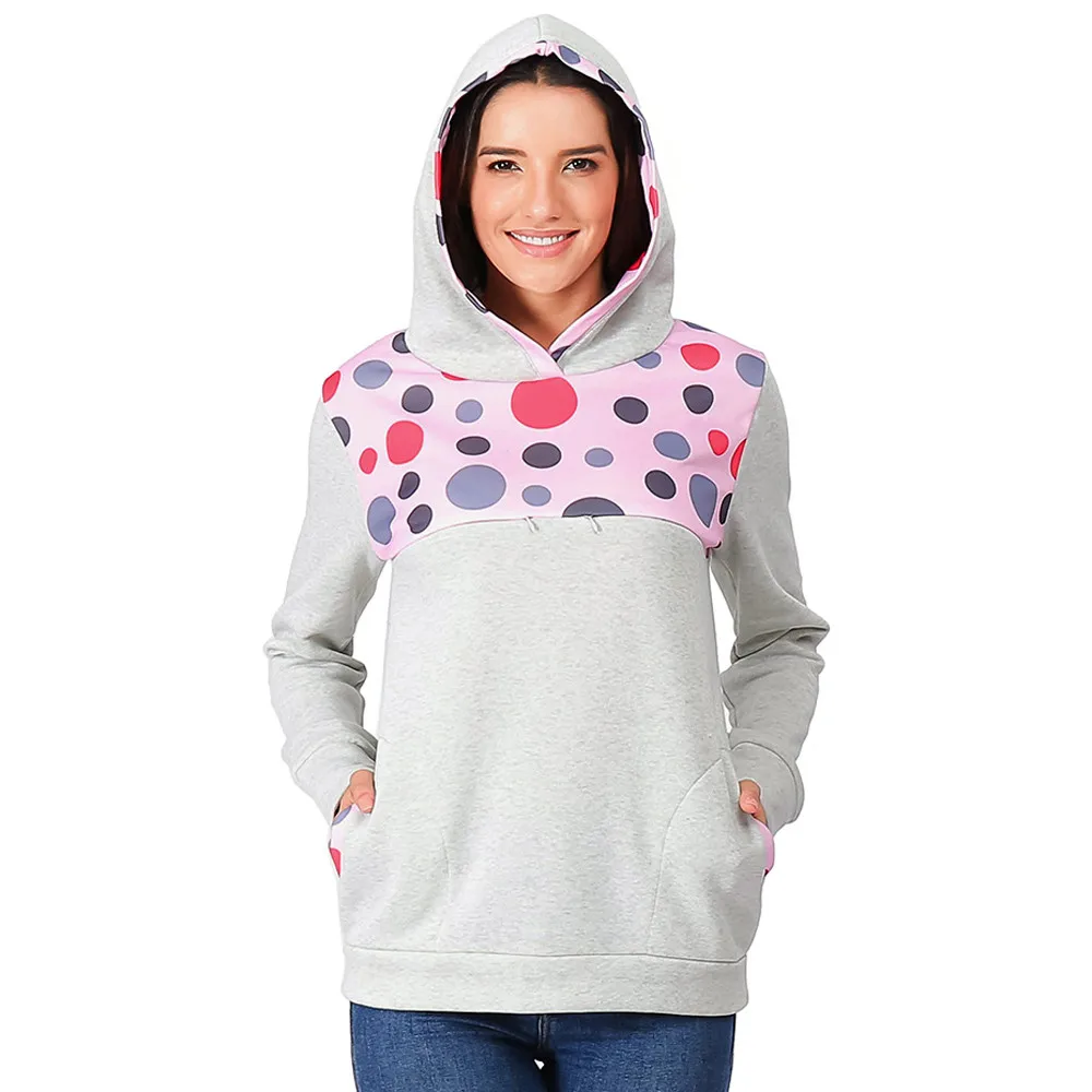Women Nursing Maternity Long Sleeves Autumn Winter Nursing Maternity Hoodies ForDot Printed Breastfeeding Hoodie Sweatshirt#SS
