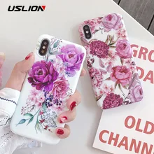 USLION цветок мягкий чехол для телефона для iPhone 11 Pro Max 8 6 7 Plus роза цветочные листья чехол для iPhone X XS Max XR ТПУ силиконовый чехол