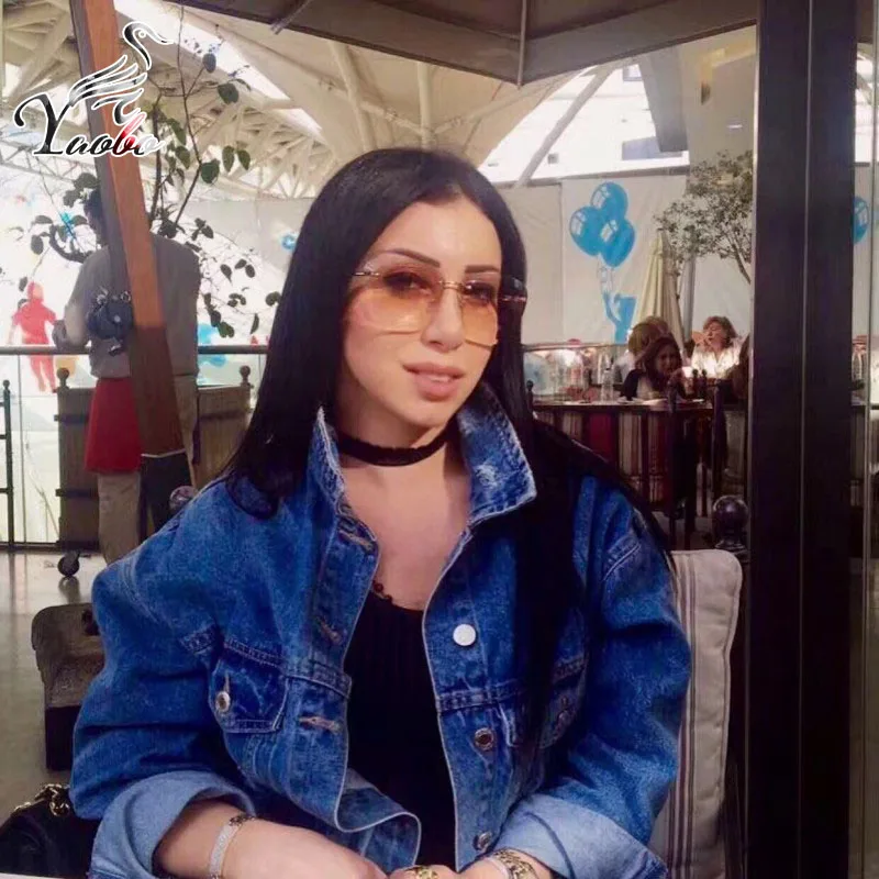 

Yaobo Oversized Rimless Sunglasses Women Fashion Gradient Lens Metal Frame Transparent Sun glasses Female Clear Glass UV400