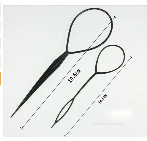 2 Sets Ponytail Styling Maker Clip Tool Nylon Plastic Magic Hair Braid Black