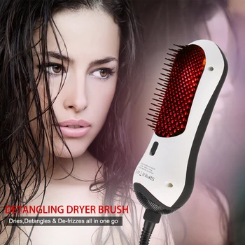 

One Step Blow Dryer Brush Volumizer Negative Ions Professional Electric Hot Air Brush 2 In 1 Curler And Straightener Iron Salon