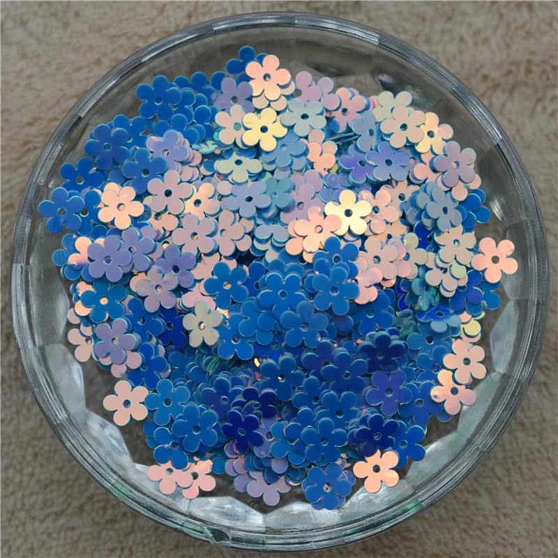 7mm Brilliant Blue Plating Flat Flower Shape Loose Sequins for Crafts Paillettes Sewing Wedding PVC DIY Materials | Дом и сад