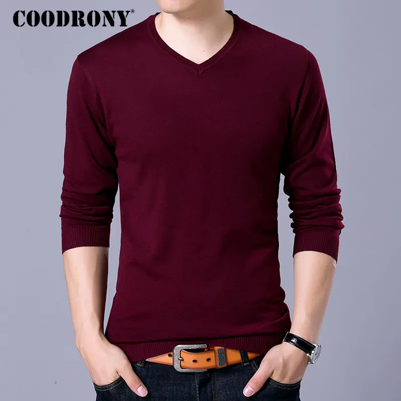 COODRONY Brand Sweater Men Knitwear Pull Homme Streetwear Classic Casual V-Neck Pullover Men Autumn Winter Woolen Sweaters 91054