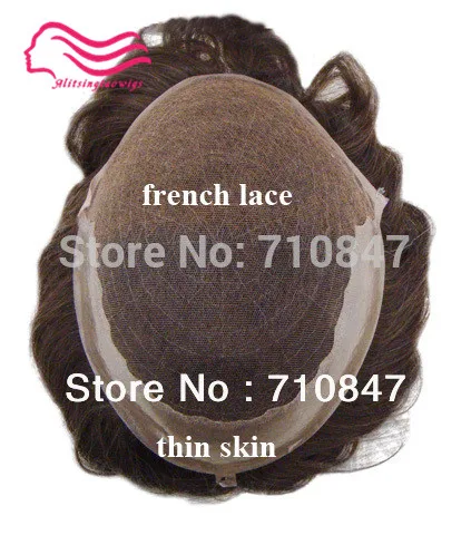 

swiss lace / French laceh with skin (Pu) side and back, Q6 base stock hair men toupee ,hair system , replaceme free shipping