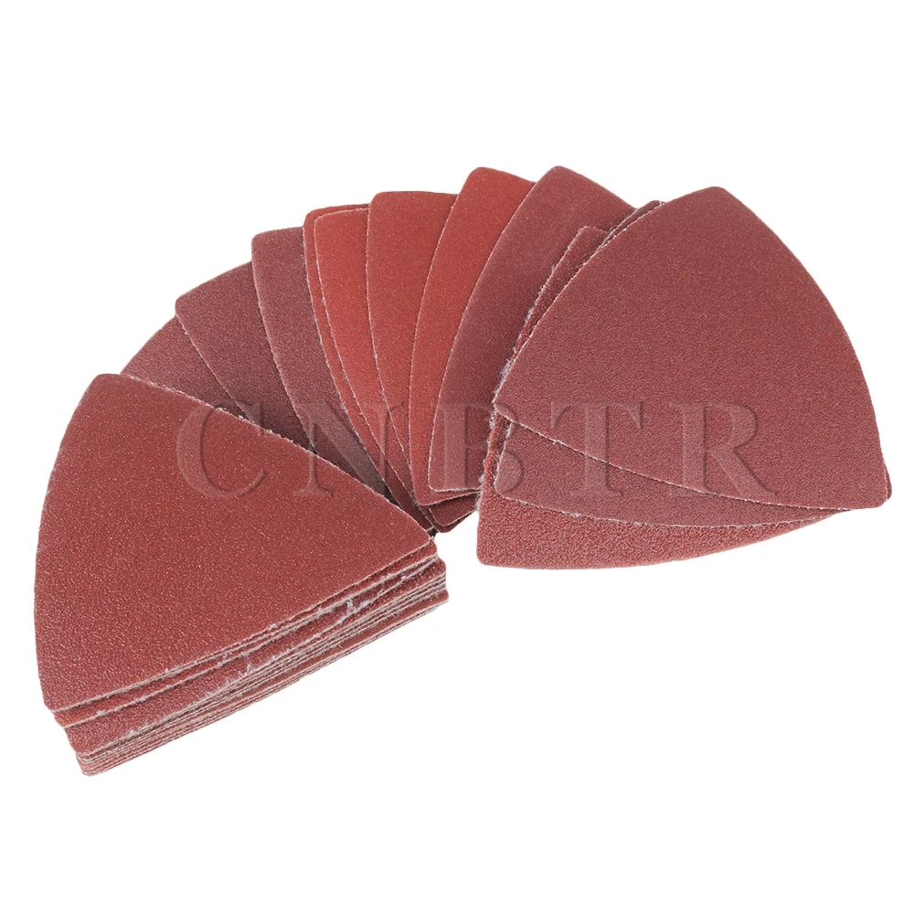 CNBTR 80mm Dia Triangular Sandpaper Sheet with 60/80/120/180/240Grit Pack of 100 CNBTR 80mm Dia Triangular Sandpaper Sheet with 60/80/120/180/240Grit Pack of 100