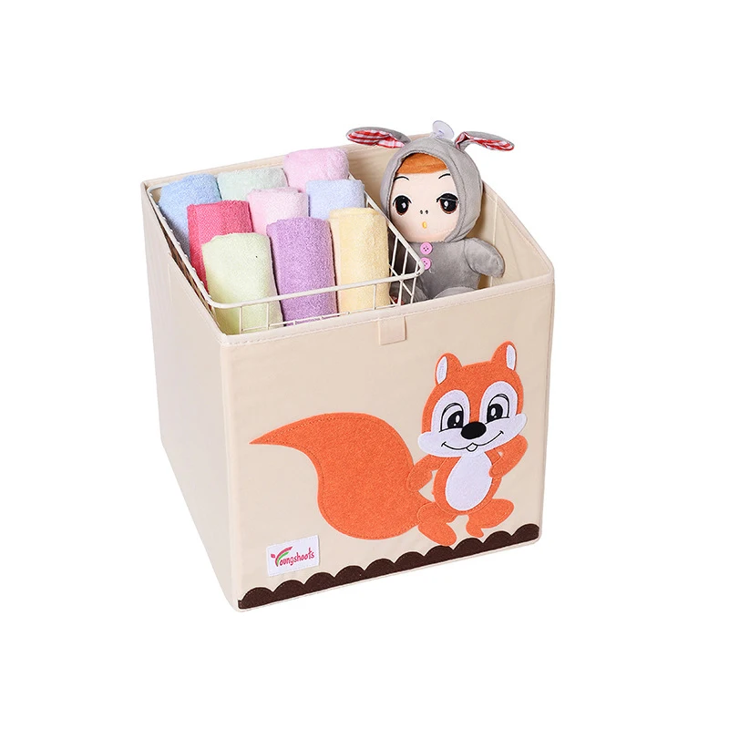 Вышивка мультфильм коробка для хранения детская одежда игрушки книга складной органайзер для хранения большая корзина для хранения белья коробки для хранения мелочей - Цвет: squirrel