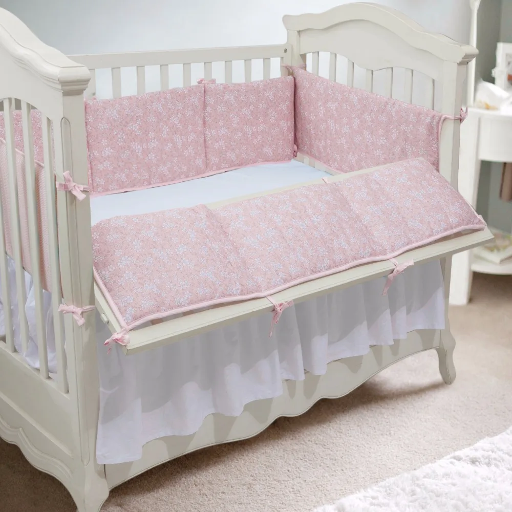 New baby crib bumper cotton Pink Stripe Floral bumpers children
