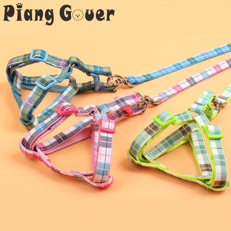 Nylon Plaid Dogs Basic Harnesses Print Dog Harness Pet Outdoor Supplies